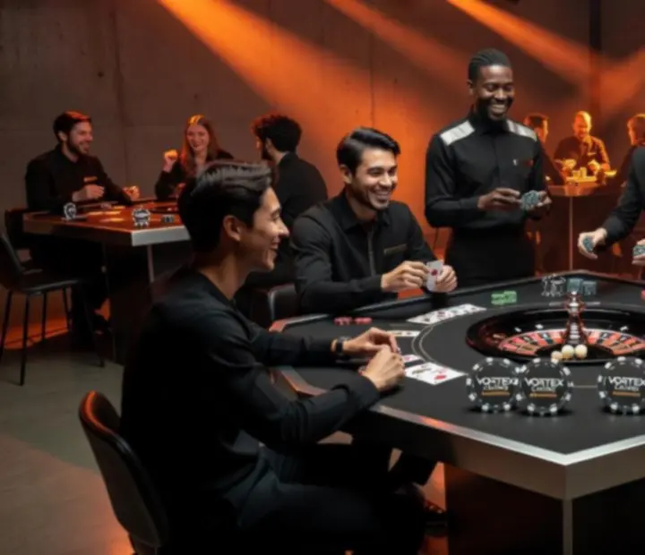 Blackjack asztal vidám vendégekkel